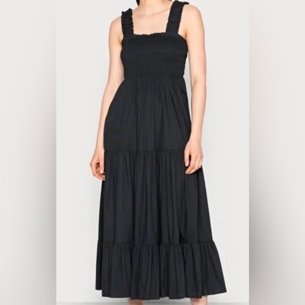 Abercrombie Black Midi Dress Smocked Tier